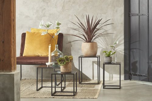 Mica Decorations Goa Bijzettafel - Set van 2 - L30 x B30 x H42 cm - Metaal - Zwart