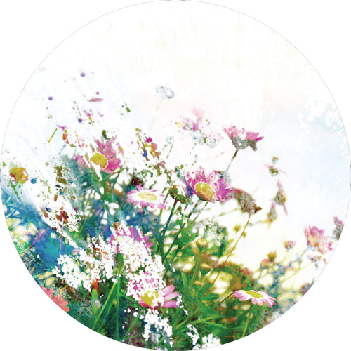 Sanders & Sanders zelfklevende behangcirkel bloemen groen, roze en wit - Ø 70 cm - 601088