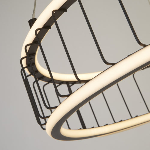 Circolo Cage LED Drum plafondhanger, zwart metaal