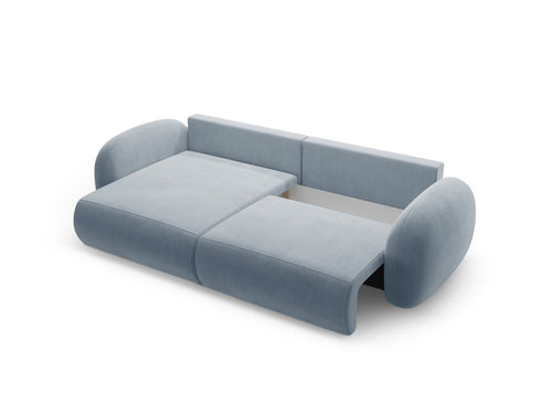 Cosmopolitan Design Omkeerbare converteerbare hoekbank met opbergdoos Tonale 4-zits, flueel blauw grijs - 149x262x88cm
