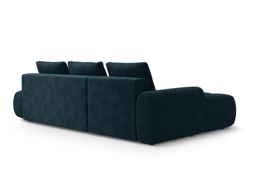 Cosmopolitan Design Uitklapbare hoekbank links met opbergdoos Linz 3-zits, flueel diepe olie - 142x275x84cm