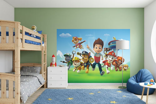 Sanders & Sanders fotobehang PAW patrol blauw, groen en rood - 252 x 182 cm - 600350