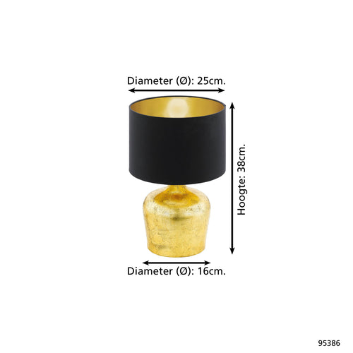 EGLO tafellamp Manalba - e27 - 38 cm - goud/zwart