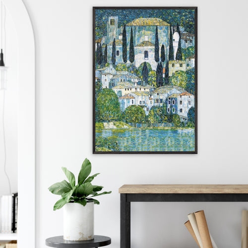 Artfulprints Poster met Lijst Gustav Klimt - Church in Cassone   - 50x70 cm - Donkergroen