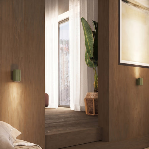 Sollux Lighting Wandlamp KARBON 10 olijfgroen - 6,5x8,5x10cm