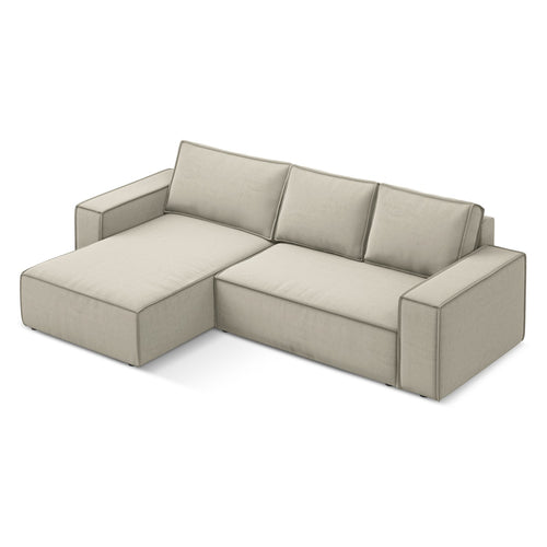 LaMiaSofa hoekbank links Livorno - velours - parel - 290x185x82