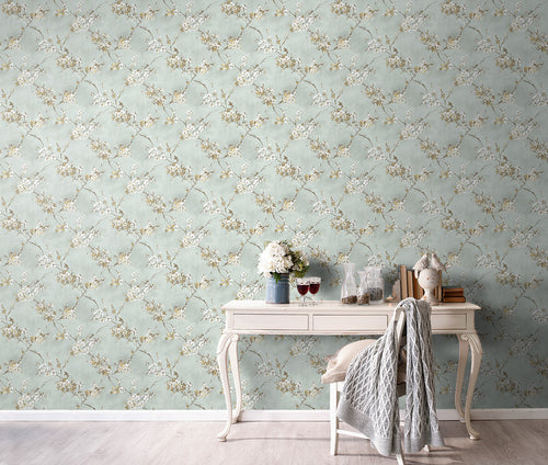 Sanders & Sanders behang bloemen vergrijsd groen - 53 cm x 10 m - 640386 - vtwonen shop
