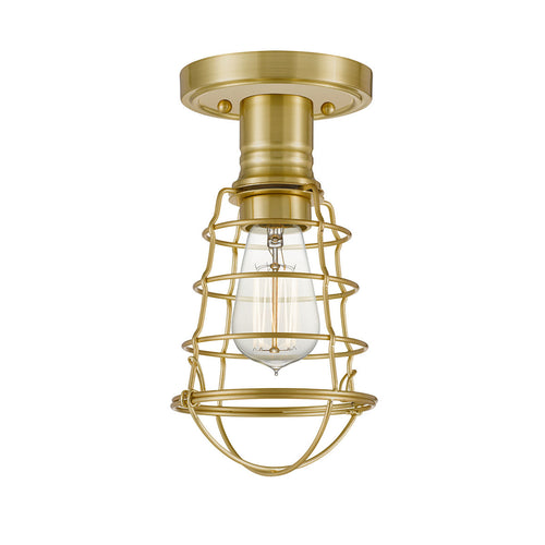 Elstead Quoizel Mixon Semi Flush Plafondlamp Geborsteld Messing