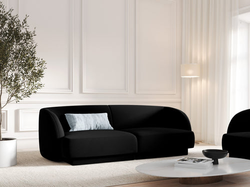 Micadoni Bank Miley 2-zits, flueel, zwart - 90x180x70cm