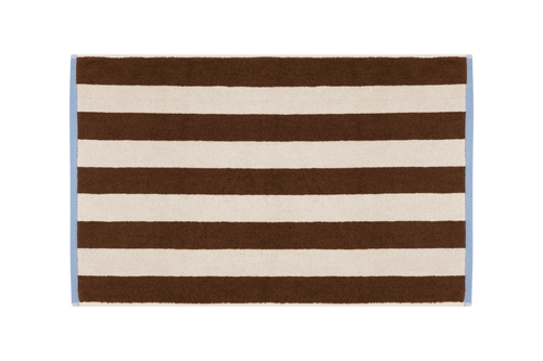 noo.ma Gobo Badmat Cocoa Brown - 80 x 50 cm, gestreept katoen