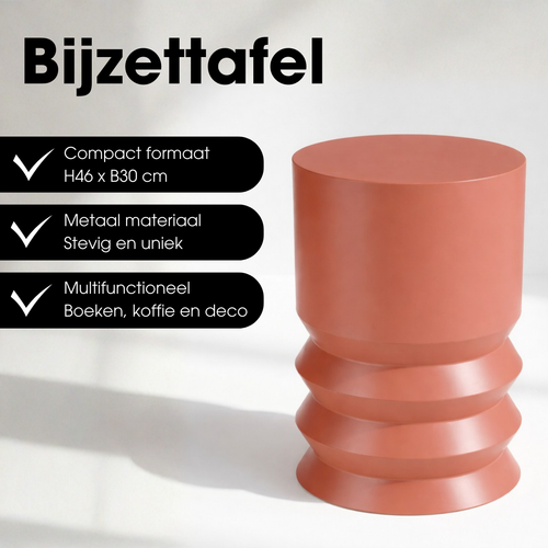 Mica Decorations Mart Bijzettafel – Bijzettafel Rond – Tafeltje – Koffietafel – Bijzet Tafel voor Woonkamer – Ook als Plantentafeltje of