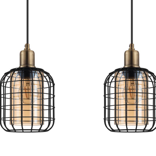 EGLO hanglamp Chisle - e27 - 130 cm - glas - zwart/amber