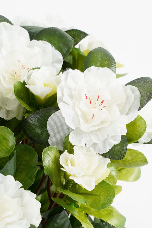 Mica Decorations Azalea Kunstplant in Bloempot Stan - H31 x Ø26 cm - Wit