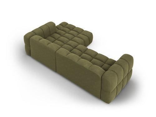 Cosmopolitan Design Modulaire hoekbank rechts Sky 4-zits, flueel, lichtgroen - 162x272x70cm