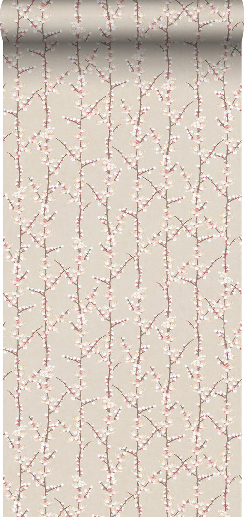 Sanders & Sanders behang bloesemtak zand beige en wit - 53 cm x 10 m - 640181