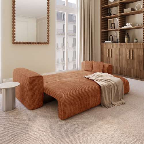 Premium Interiors - Slaapbank met opbergruimte COMO - corduroy terracotta 254cm