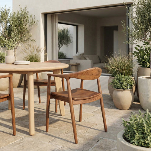 DÉJA Living Tuinstoel Liva - Walnoot Hout - Set van 2