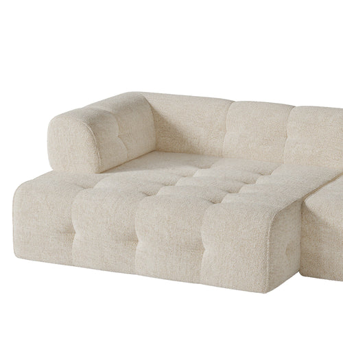 Sia Home - Hoekbanken links CHARLIE - Chenille fluweel - Crème - 238cm