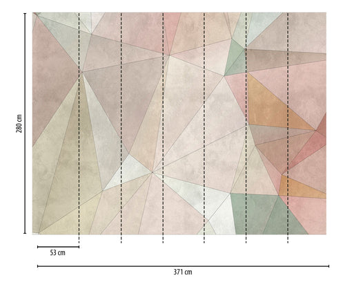 One Wall one Role fotobehang geometrische vormen meerkleurig, beige, roze, geel en groen - 371 x 280 cm - AS-382861 - vtwonen shop