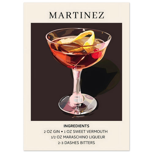 Artfulprints  Martinez cocktail - Ingrediënten   poster 50x70 cm - vtwonen shop
