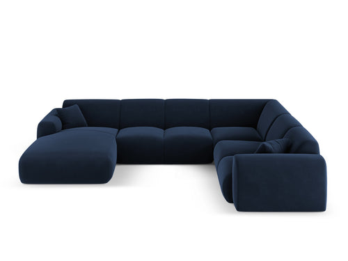 Cosmopolitan Design Panoramische hoekbank rechts Nolio 6-zits, flueel koningsblauw - 252x342x72cm