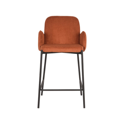 LABEL51 Barkruk Jari - Oranje Ribstof - Zithoogte 65cm - Set van 2