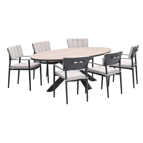 Garden Impressions tuinset Dane - Tulli - donker grijs - 220x115 cm - 7-delig