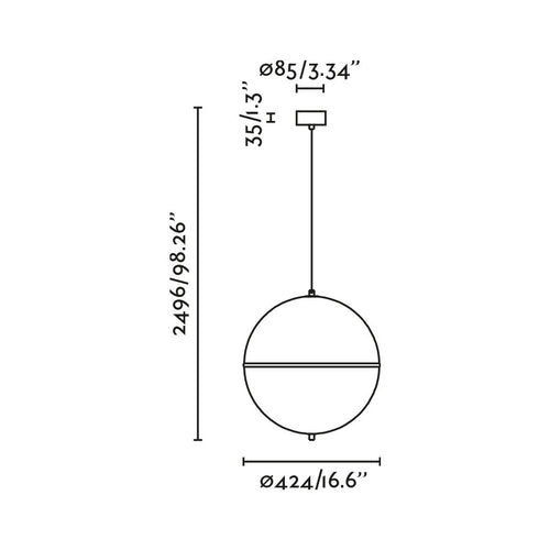 Faro Dome Dome hanglamp van 42 cm met bolvormige kap, satijnzwart, glanzend wit, E27 fitting.
