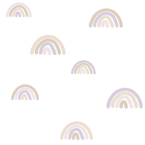 ESTAhome behang regenboogjes lila paars en beige en wit - 53 cm x 10.05 m - 139683 - vtwonen shop