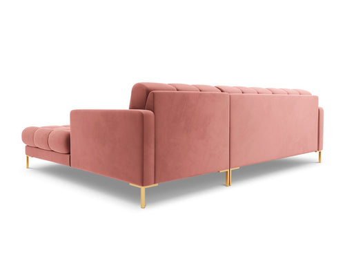 Cosmopolitan Design rechter hoekbank Bali 5-zits, flueel, roze - 185x293x75cm