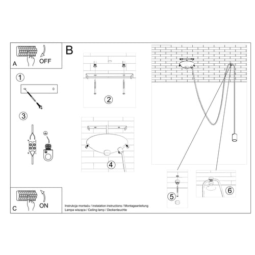 Sollux Lighting Hanglamp EDISON 1 zwart - 300x150x150cm