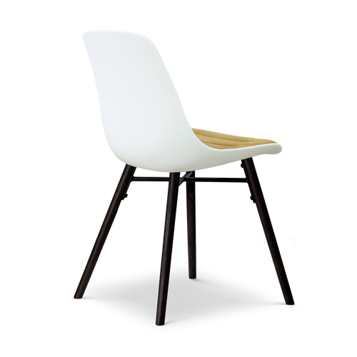 Nolon Nena-Liv eetkamerstoel wit met warm oker zitkussen - zwart houten onderstel