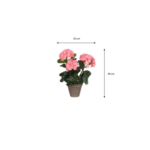 Mica Decorations Hortensia Kunstplant in Bloempot Stan - H40 x Ø35 cm - Roze