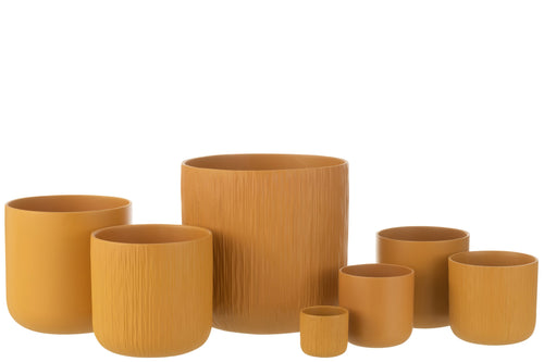 J-Line bloempot Gen - keramiek - oker - XXL - 2 stuks - Ø 26.5 cm