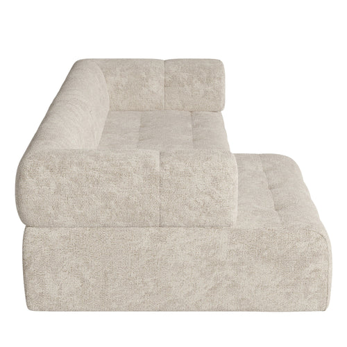 Sia Home - Hoekbanken links CHARLIE - Chenille fluweel - Crème - 238cm