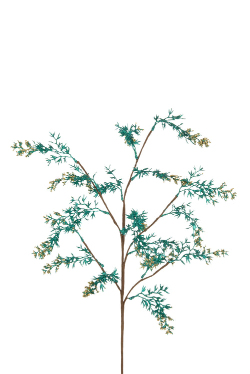 J-Line decoratie tak Dennenboom Besneeuwd - kunststof - groenblauw/goud - 6 stuks - vtwonen shop