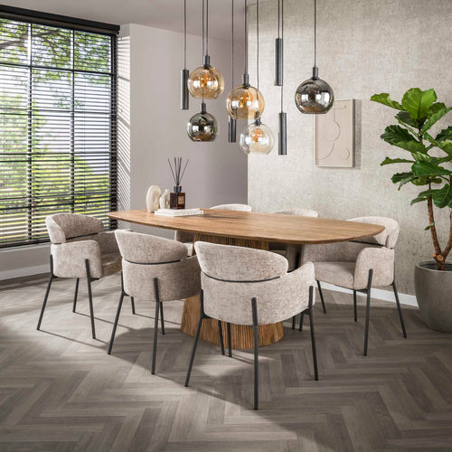 Giga Meubel Eetkamerstoel Curva - Zand Stof - Set van 2 - vtwonen shop