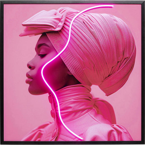 Kare Design Schilderij LED roze sjaal vrouw 80x80cm