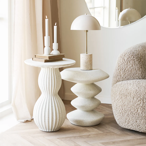 Artichok Aukje Fiberclay Bijzettafel Wit - Ø 36 x 46 cm - vtwonen shop