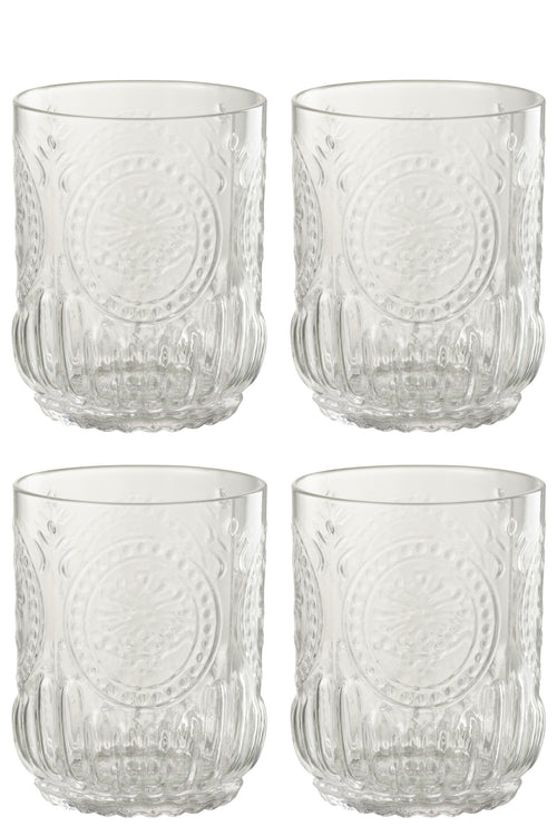 J-Line drinkglas Maya - glas - transparant - giftbox van 4