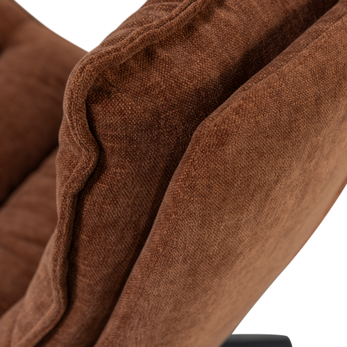 WOOOD draaifauteuil met hocker Kube - Chenille stof - Bruin - vtwonen shop