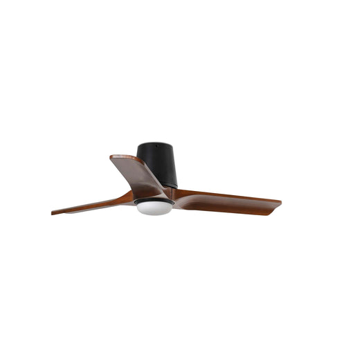 Faro Heywood Tub Kleine plafondventilator met 3 bladen, matzwart, walnoot met licht 2700 - 4000 - 6000K