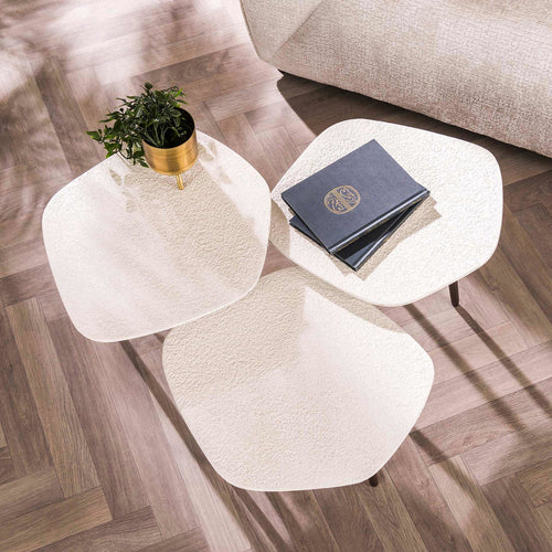 Giga Meubel Salontafel Stone - Marmer Composiet - Set van 2 - 42x47x40cm - Set van 3