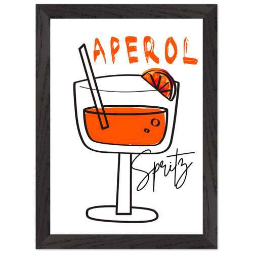 Artfulprints Poster met Lijst Aperol Spritz - Minimalistic   - A4 21x29.7 cm - Oranje