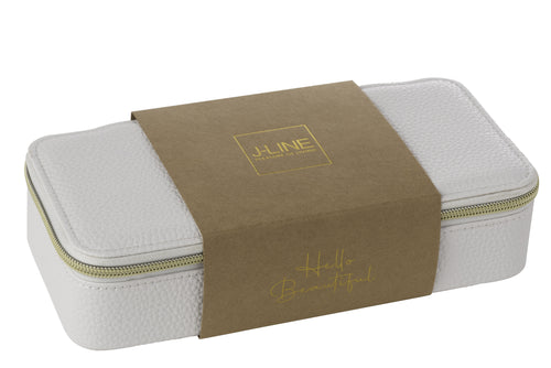 J-Line juwelendoos Rechthoek + Spiegel - kunstleder - wit - vtwonen shop