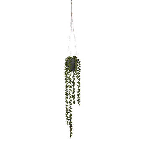 Mica Decorations Senecio Kunst Hangplant - H56 x Ø9 cm - Groen