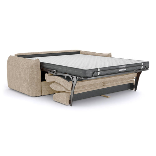 Premium Interiors - Snel uitklapbare slaapbank ICON - gewaafd fluweel beige 228cm