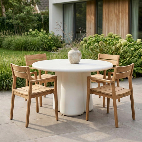 Giga Meubel Eettafel Boaz - Rond Off White Eco Composiet - 120cm
