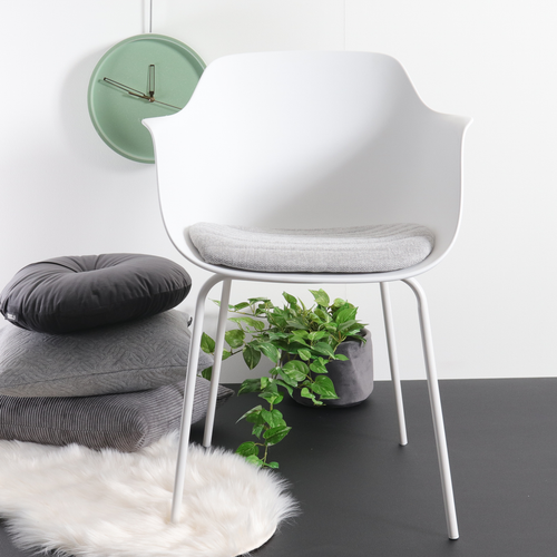 Nolon Nora-Liz Eetkamerstoel Wit - Lichtgrijs Kussen - Witte Poten - vtwonen shop