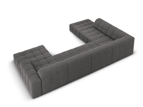 Cosmopolitan Design Panoramische hoekbank links Chicago 7-zits, flueel grijs - 263x375x78cm
